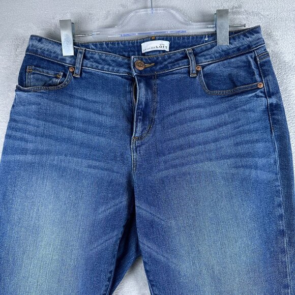 Ann Taylor Loft Curvy Kick Crop Jeans Women Size 30/10 Mid Rise Medium Wash Blue - Picture 3 of 13